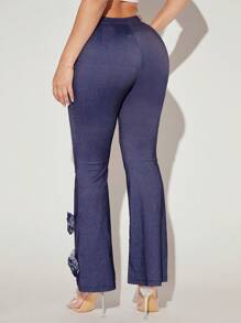 SHEIN BAE High Waist Appliques Detail Flare Leg Pants