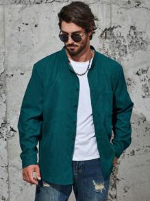 Manfinity Homme Bărbați Plus cămașă cu nasturi unite în față