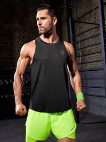 Manfinity Sport Corelite Men Letter Graphic Sports Tank Top - Black - View 7