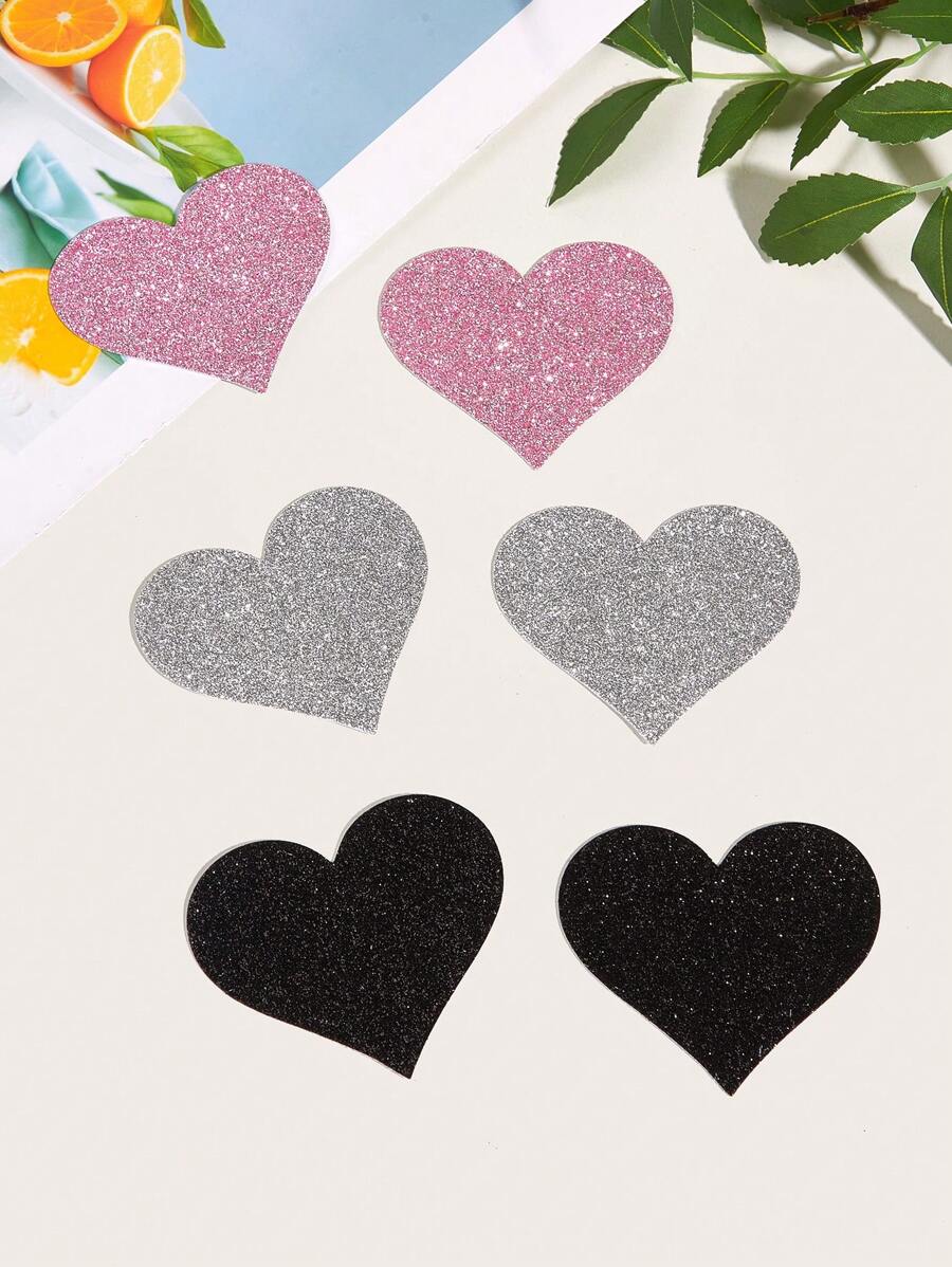 3对装加大码女士时尚可爱心形乳贴，适合日常使用 - 彩色 - 查看 1