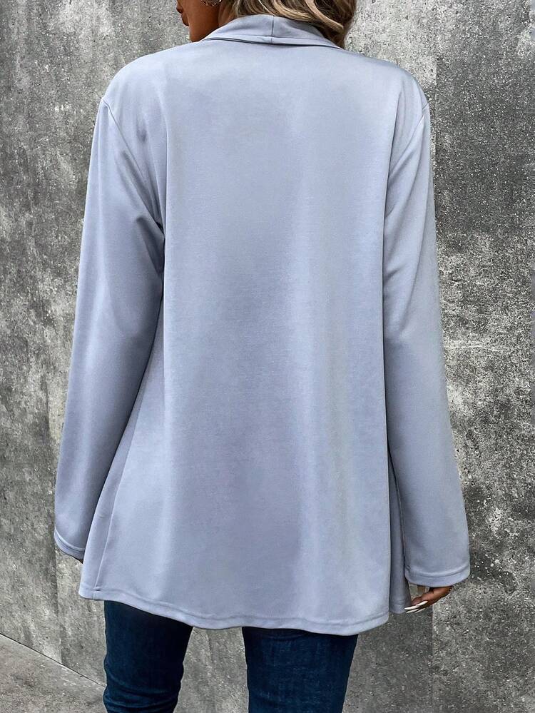 Waterfall Collar Zipper Front Coat