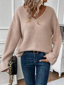 SHEIN LUNE 女士毛衣 - 卡其色 - 查看 3