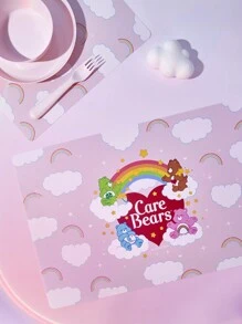 SHEIN X Care Bears 1pc Pink Cartoon Graphic Square Table Mat - Pink - View 3