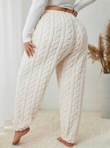 Plus Solid Flannelette Sleep Pants - Apricot - View 2