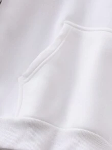 Manfinity Homme Nam Đồ họa Khẩu hiệu Túi kangaroo Dây rút Hoodie - trắng - Xem 4