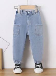 Đứa bé trai Túi Kép Đã vá Quần Jeans Jogger - Rửa nhẹ - Xem 1