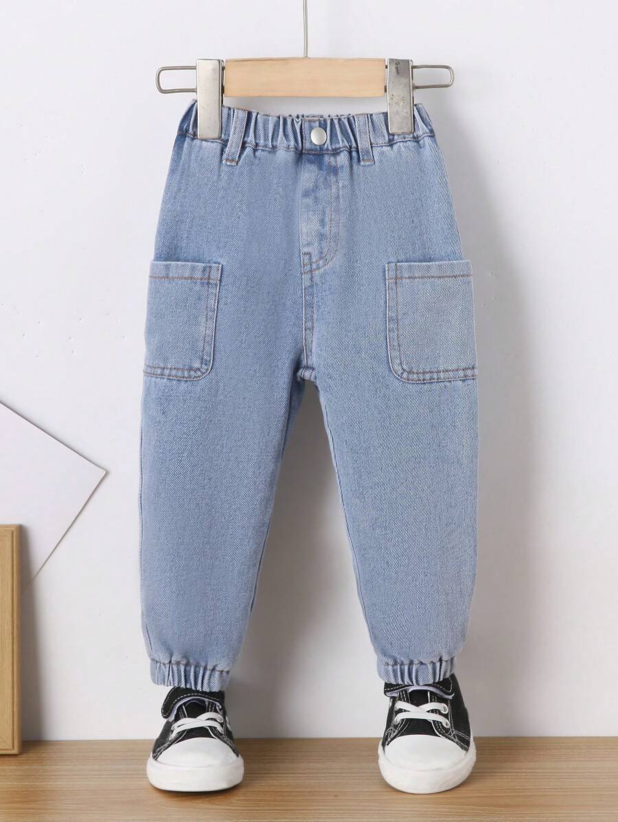 Đứa bé trai Túi Kép Đã vá Quần Jeans Jogger - Rửa nhẹ - Xem 1