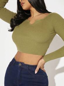SHEIN SXY Ingekeepte hals Croptrui