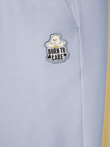 SHEIN X Care Bears Pantalones deportivos tipo cargo con bolsillo con solapa y cintura con cordón - Azul - Ver 6