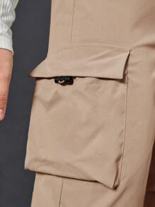 Teen Girl Flap Pocket Side Cargo Pants - Khaki - View 3