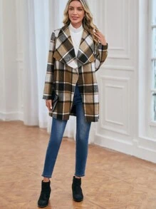 EMERY ROSE Áo khoác kẻ sọc cổ thác nước - Nhiều màu - Xem 5