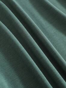 SHEIN LUNE Áo thun nữ màu trơn Giải trí - Màu xanh lá cây đậm - Xem 5