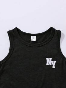 SHEIN 男童休闲舒适字母印花两件套