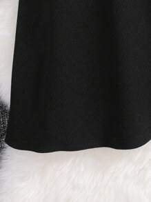 SHEIN Elladie kids Tween Girl Contrast Collar Keyhole Back Contrast Binding Dress - Black - View 6