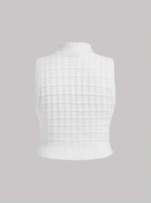 SHEIN MOD Plus Mock Neck Cable Knit Top