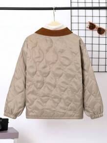 SHEIN Lässiger Winterparka mit besticktem Kragen für Tween Jungen, dicke und warme Webjacke - Verschiedenfarbig - Übersicht 3