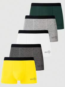Men 5pcs Men Letter Graphic Boxer Brief - Multicolor - View 1