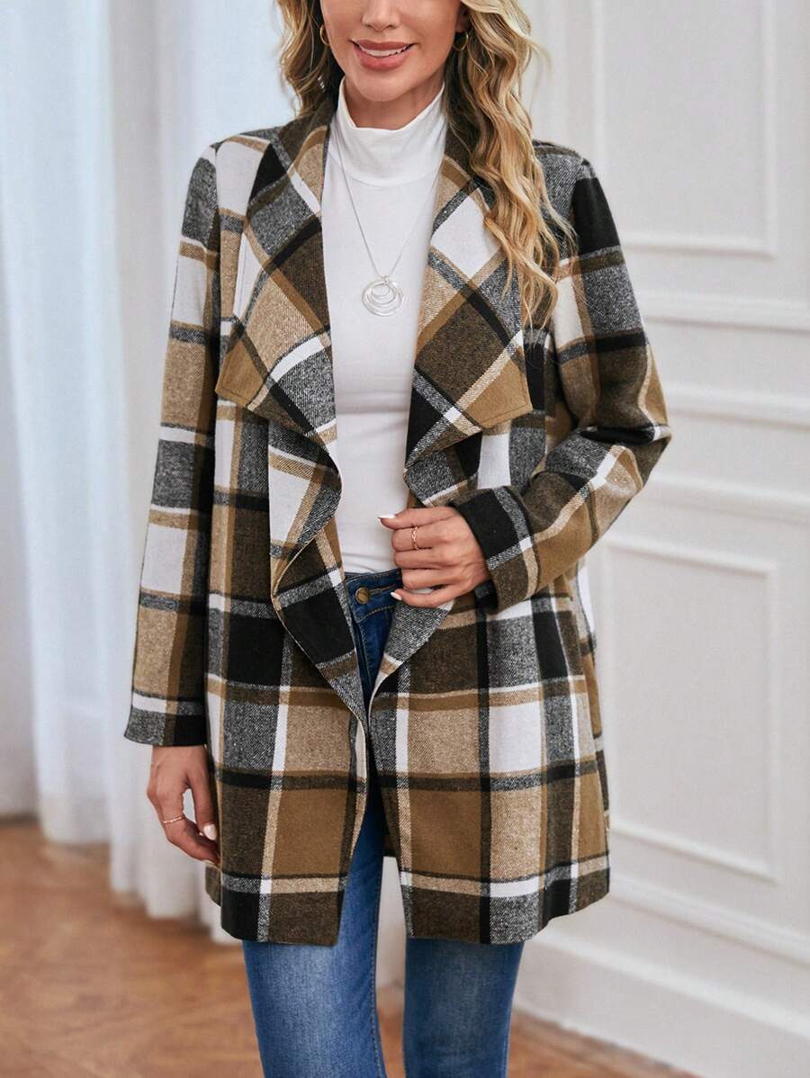 EMERY ROSE Áo khoác kẻ sọc cổ thác nước - Nhiều màu - Xem 1