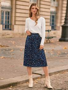 SHEIN Frenchy Ren tương phản Nơ phía sau Áo len - trắng - Xem 8