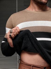 Manfinity NXTstreet Men Striped Pattern Colorblock Sweater - Multicolor - View 3