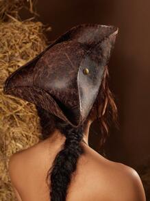 SHEIN VCAY 女士复古隐形纽扣帽，适合派对，波西米亚风牛仔女牛仔女士服装海盗服装 - 棕色 - 查看 4