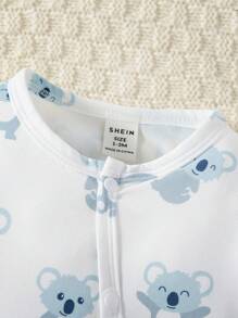 SHEIN Bebé niño 3 piezas Mameluco homewear con estampado de dibujos animados con botón delantero - Multicolor - Ver 3