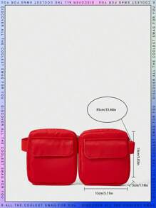 Paket Pinggang Minimalis Warna Solid Dapat Dilepas, Tahan Lama & Ringan, Cocok Untuk Aktivitas Luar Ruangan - Merah - View 4