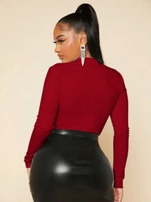 SHEIN SXY Zip Up Slim Fit Tee Bodysuit