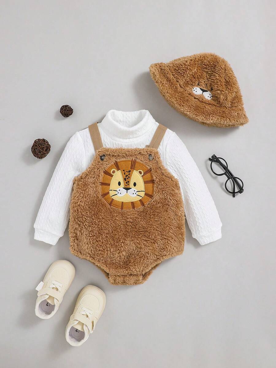 SHEIN 男嬰卡通刺繡性感緊身連體衣和帽 - 彩色 - 查看 1