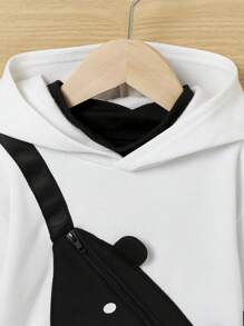 SHEIN Kleiner Junge Hoodie mit Bär Muster, 3D Ohr Design,