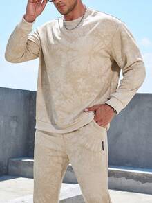 Manfinity Homme Men Tie Dye Sweatshirt & Sweatpants - Khaki - View 4