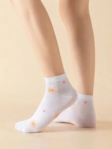 Alice 5pairs Cartoon Bear Pattern Casual Short Socks - Multicolor - View 2