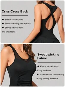 Gameset SHEIN Sport Solid Criss Cross Backless Ruffle Hem Active Dress Sport Dressworkout Dresstennis Dressactive Dress