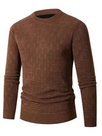 Männer Strick Pullover mit Einfarbig Thermal Futter, strukturiert