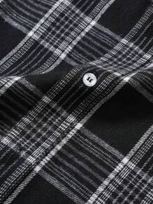 Men Plaid Print Button Up Long Sleeve Shirt, For Fall