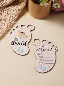 SHEIN 寶寶男孩2入組姓名卡紋相片拍攝道具套裝 - 彩色 - 查看 5