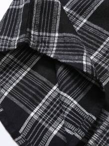 Men Plaid Print Button Up Long Sleeve Shirt, For Fall