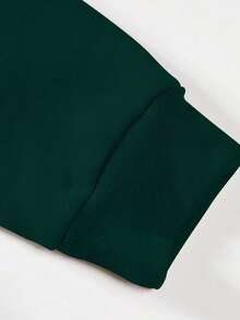 Manfinity LEGND 男士花卉與日文字母圖案抽繩連帽衫 - 墨綠色 - 查看 3