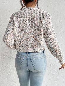 SHEIN Essnce 紙屑圖案落肩袖開襟衫 - 彩色 - 查看 2