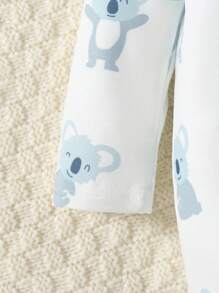SHEIN Bebé niño 3 piezas Mameluco homewear con estampado de dibujos animados con botón delantero - Multicolor - Ver 4