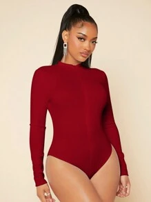 SHEIN SXY Zip Up Slim Fit Tee Bodysuit