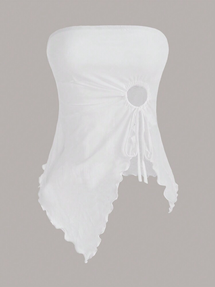SHEIN ICON Drawstring Side Asymmetrical Hem Tube