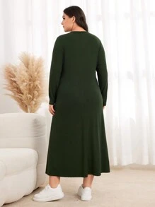 Al Najma Plus Solid V Neck Arabian Dress