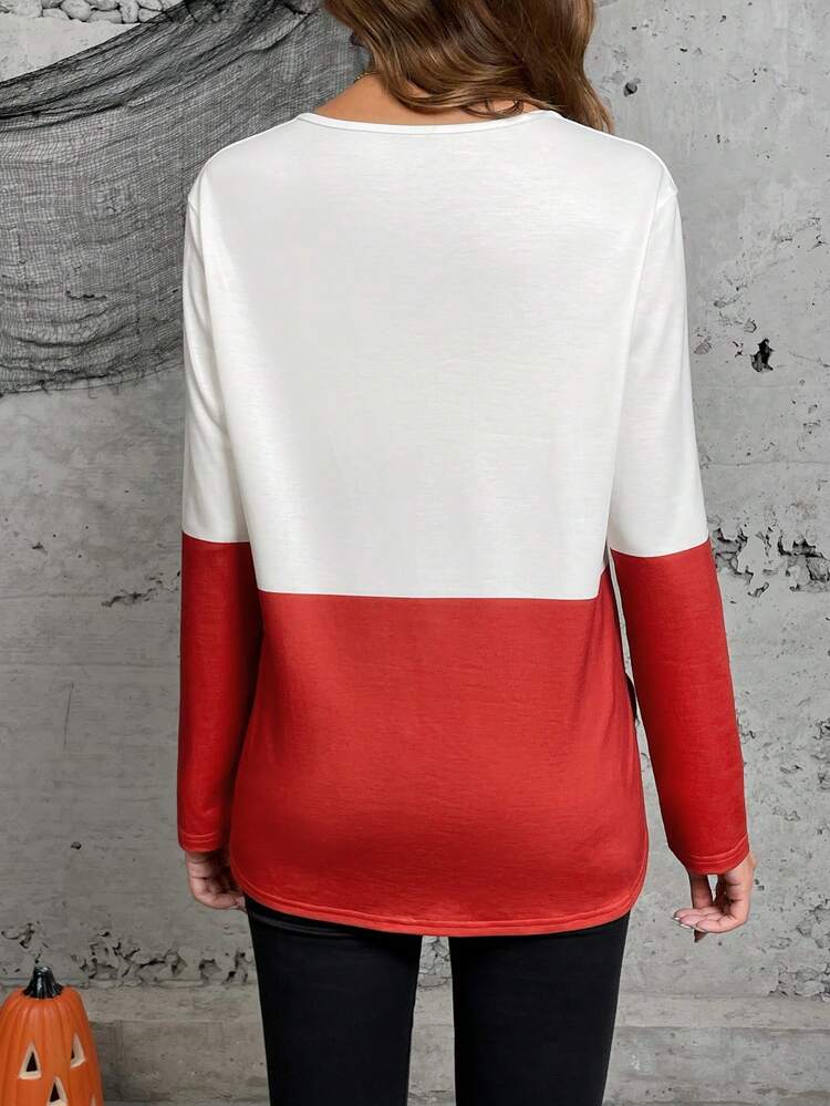 Two Tone Lace Up Front Tee