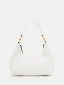 SHEIN X Galloways Túi đeo vai trung bình Màu trơn Phong cách tối giản - trắng - Xem 3