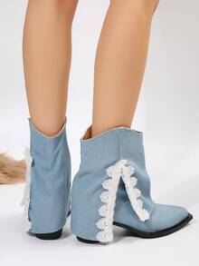 Botas De Moda Para Mujer Para Salir - Celeste - Ver 4