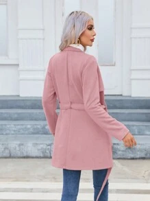 Firerie Women Zip Up Belted Coat In Fall/Winter - Dusty Pink - View 2