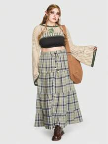 ROMWE Fairycore Plus Áo len thêu hình nấm tay loe siêu crop không có áo cami - Nhiều màu - Xem 1