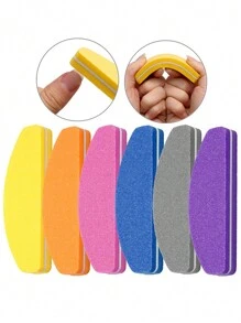 NailSunshine 10片装随机颜色迷你新月形100/180目海绵指甲锉，美甲用品，美甲工具，美甲艺术工具，返校季，美甲，美甲贴片工具 - 彩色 - 查看 8