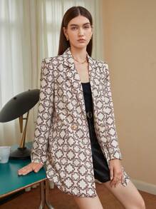 BizChic Allover Print Lapel Neck Blazer In Fall/Winter - Multicolor - View 7